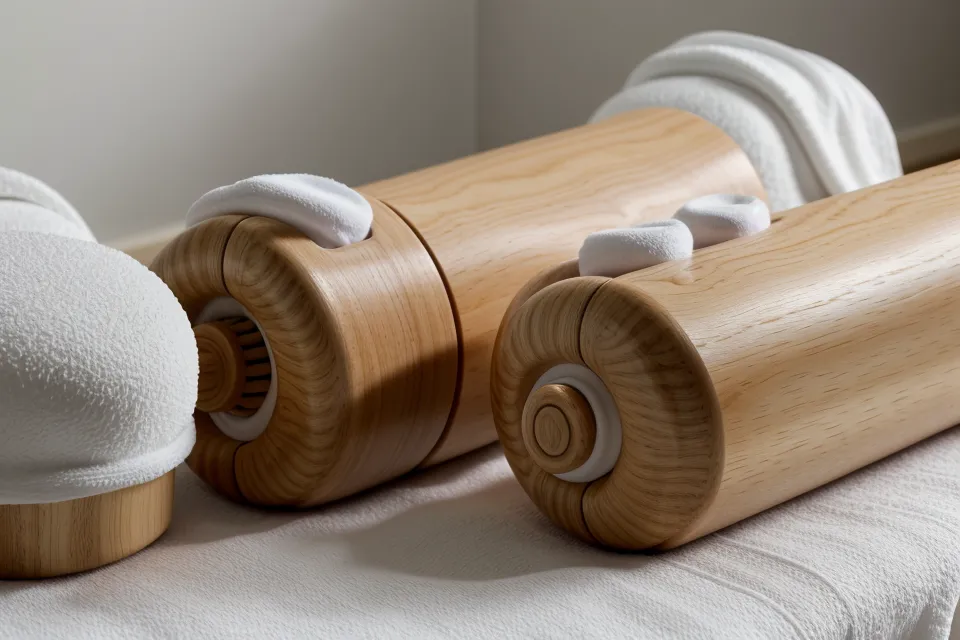 Comparación entre un rodillo de pino barato y un rodillo de madera de haya de calidad para maderoterapia