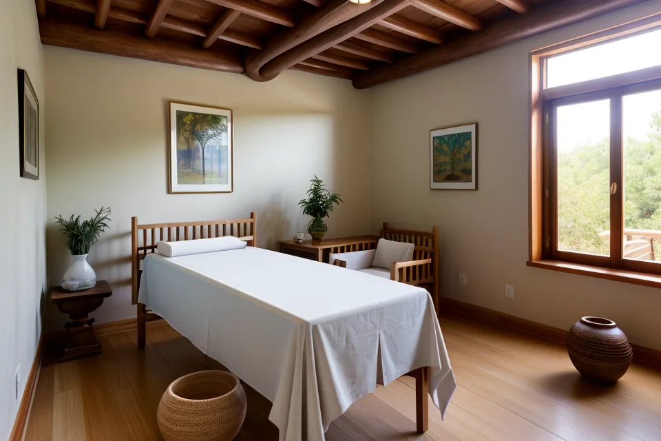 Rodillo de mazorca de maderoterapia profesional sobre toallas limpias en un mini estudio casero de Málaga