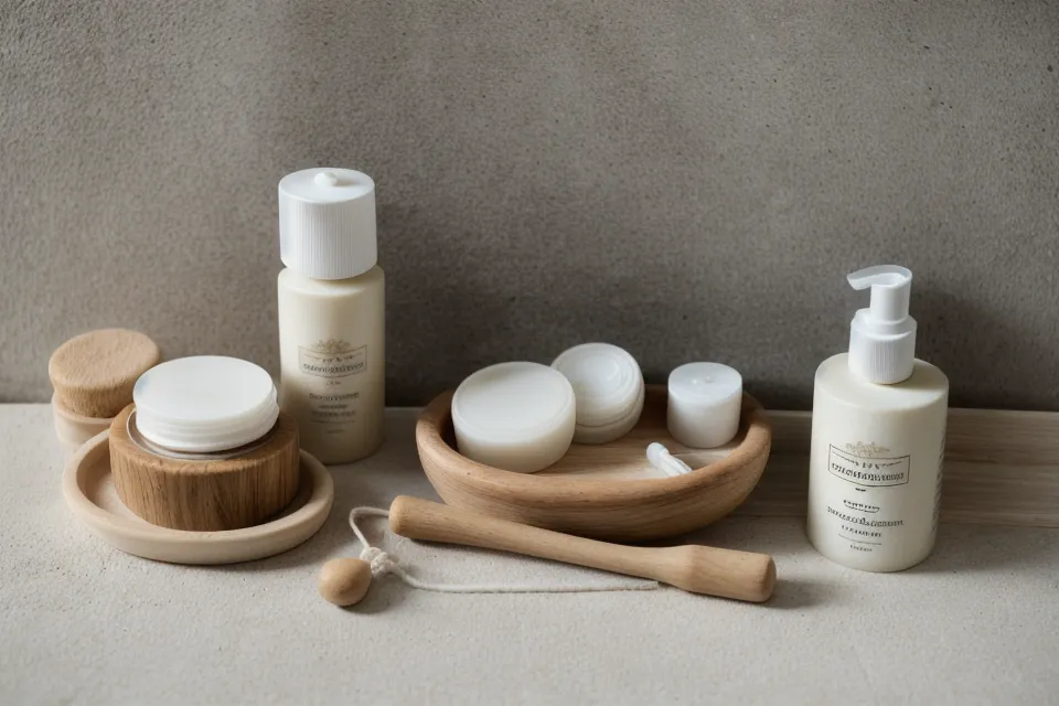 Kit de maderoterapia facial profesional guardado en bolsa de lino tras la desinfección