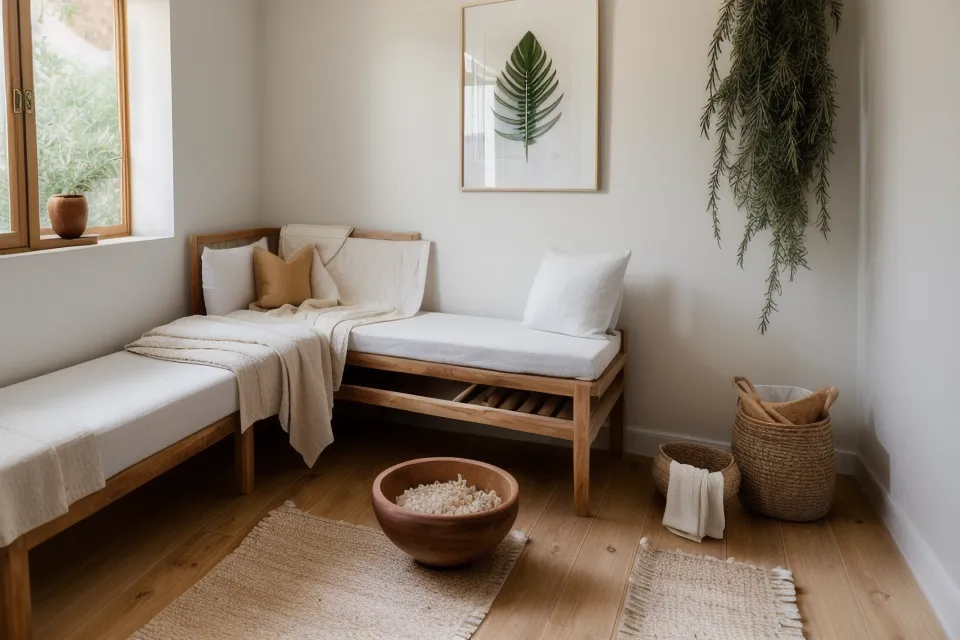 Dos champiñones de maderoterapia facial en madera de haya pulida, herramientas de madera para el bienestar natural
